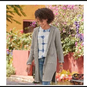 Long waffle knit cardigan